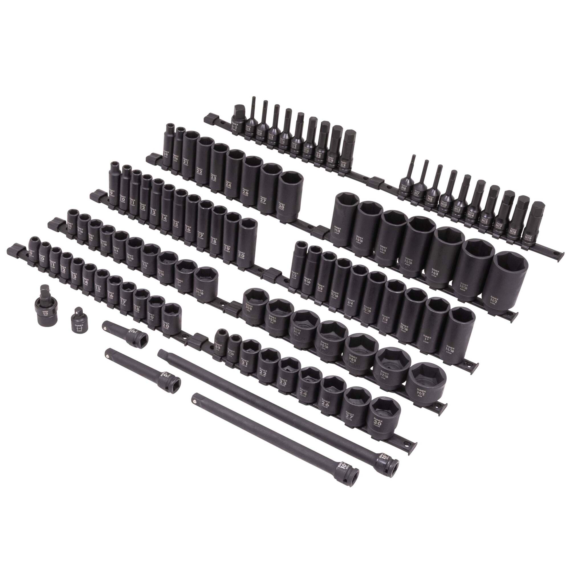 Sunex Tools Master Impact and Bit Socket Set — 1/2in. Drive, SAE & Metric, 6-Point, Standard & Deep, Hex Bit, 102-Piece, Model# 26102